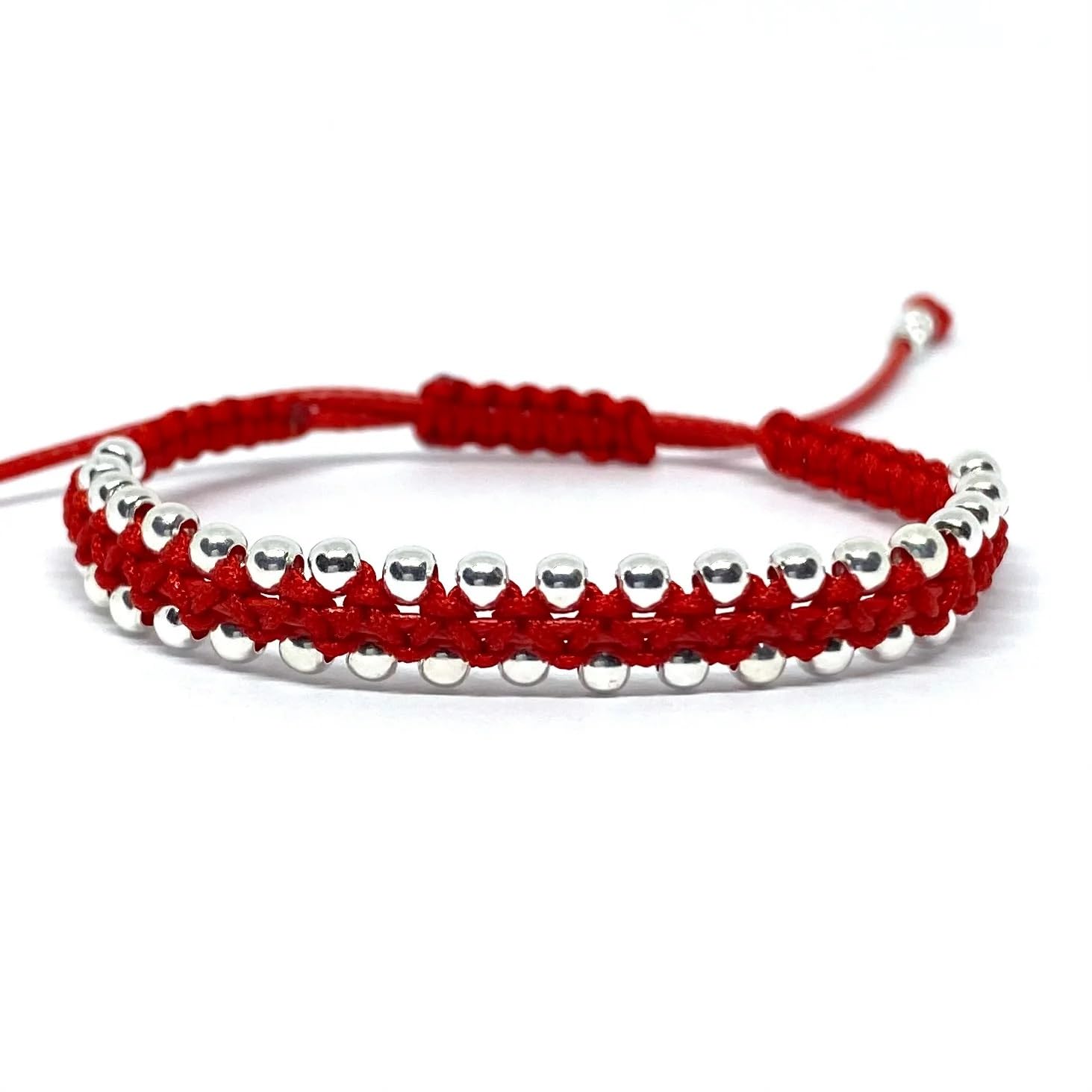 El Regalo Womens 2 Pcs Handmade Beaded Nazaria/Nazar Bracelet Cum Anklet Set- Black & Red Thread Anklet/Bracelet Set (Red Silver)