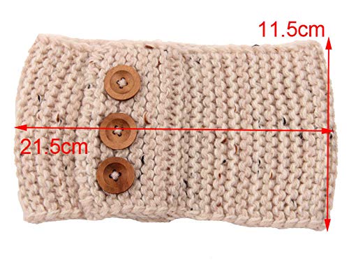 El Regalo Knitted Headwrap Headband Ear Warmer Hair Muffs Band | Winter Designer Unisex Headbands (Cream Button Style)