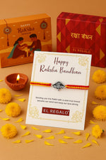 El Regalo 1PC Traditional Rakhi for Brother with Roli Chawal & Message Card | Designer Rakshabandhan Thread with OM, Shree Ram, Ganesha, Krishna Charms | Rakhi Gift Box Included (Jai Shree Ram)