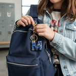 El Regalo Royal Blue Evil Eye Keychain Name Initial Letters- Alphabet Letter Keyring with Evil Eye Charm - Unisex Stylish Bag Charm, Keyring, Gift for Friends & Family (M Letter)
