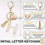 El Regalo Name Initials Letter Heart Charm Keychain - Personalized Resin Initial Keyring with Tassel, Cute & Durable Backpack Charm for Women & Girls (H Letter)