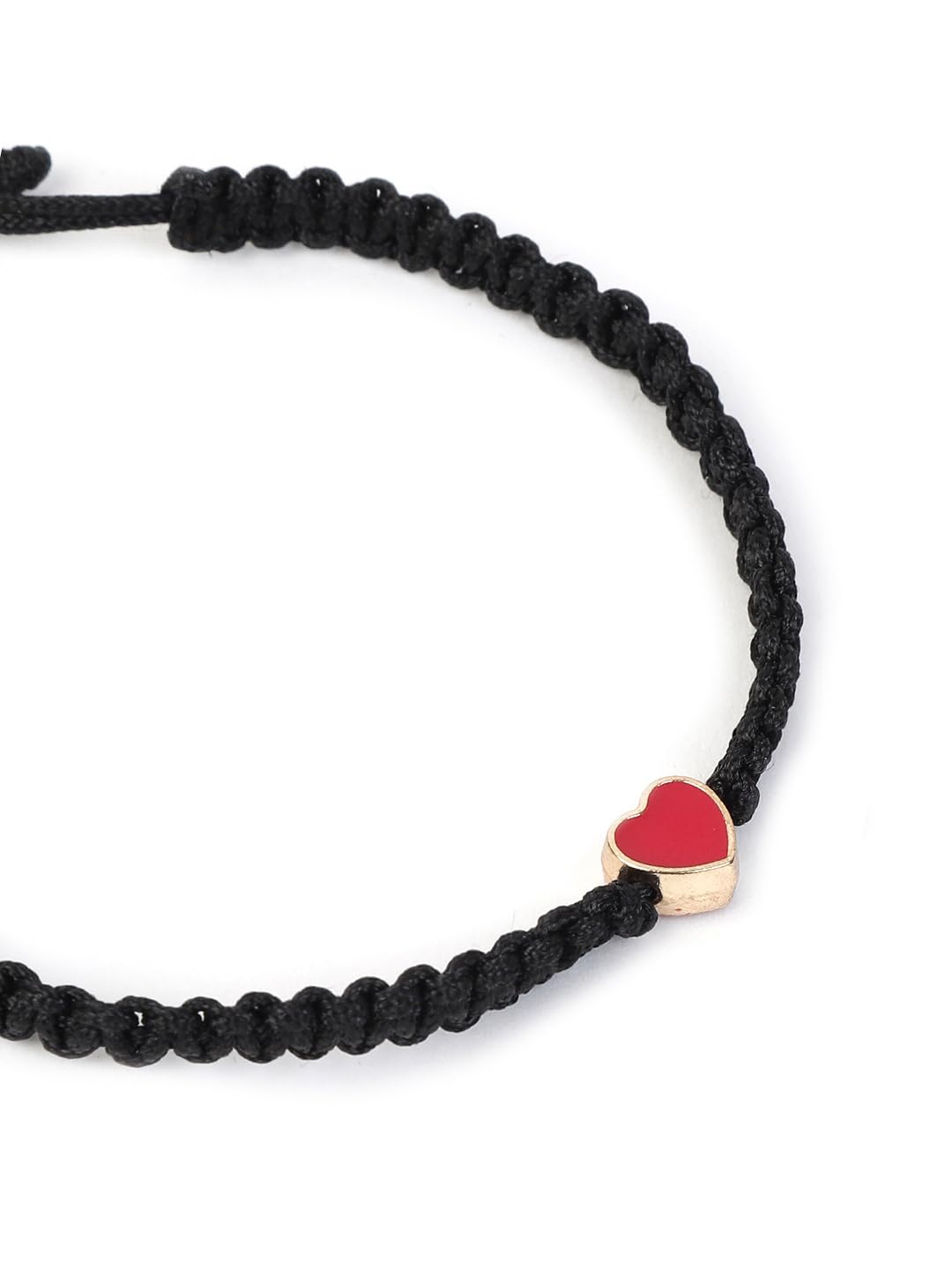 El Regalo 1PC Elegant Heart Bracelet Rakhi for Brother/Bhai with Roli-Chawal & Rakhi Gift Box - Handwoven, Minimalist Design & Beautifully Packed (Black)