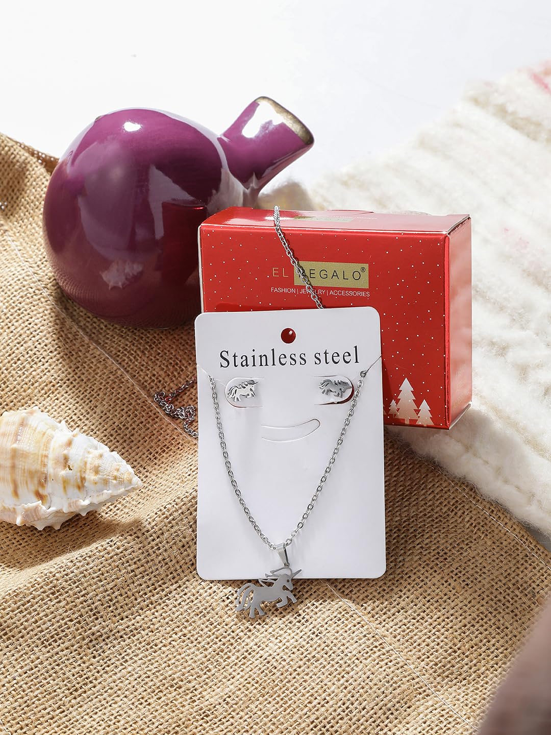 El Regalo Stainless Steel Unicorn Necklace & Bracelet Jewelry Set for Kids/teens/Women - Waterproof Unicorn Jewelry - Valentines Day Gift for Her
