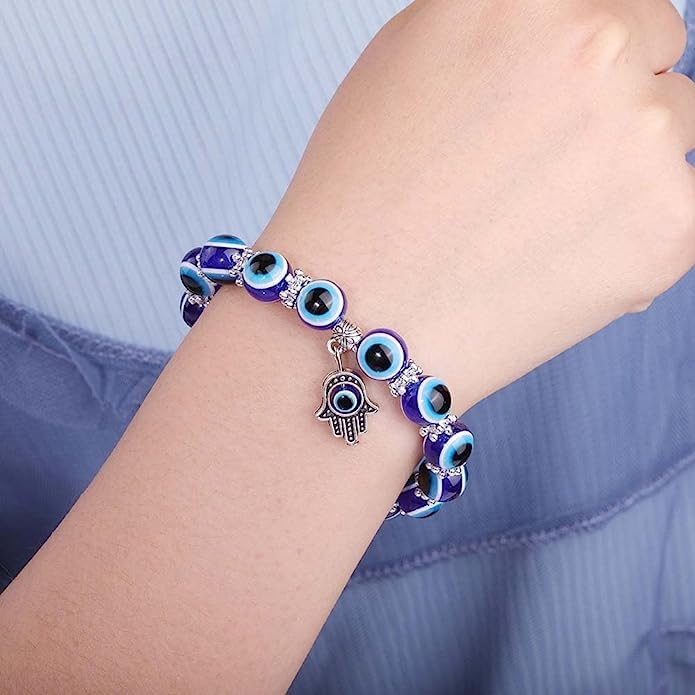 El Regalo 2 PCs Evil Eye Hamsa Hand Couple Rakhi Set for Bhaiya & Bhabhi- Bhaiya Bhabhi Rakhi Combo with Roli Chawal, Rakhi Message Card in Rakhi Gift Box (Option-2)