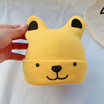 El Regalo 1 PC Toddler Baby Soft Caps | Beanie Earflaps Little Girl Boy Colorful Cartoon Bear Warm Knit Hat (1-3 Years) (Mustard Yellow)