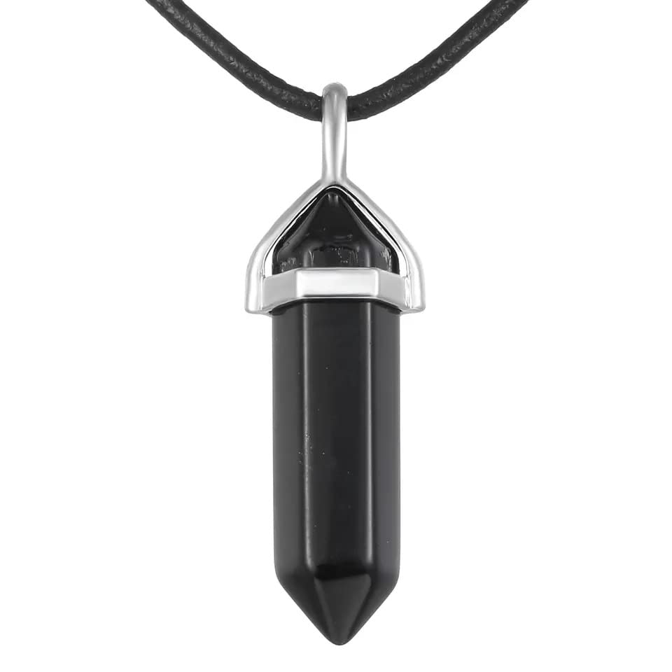 El Regalo 1 PC Hexagonal 6 Faces Healing Crystal Unisex Necklaces for Men/Women/Girls/Boys- Healing Stone Pendant Jewelry (Black Onyx)