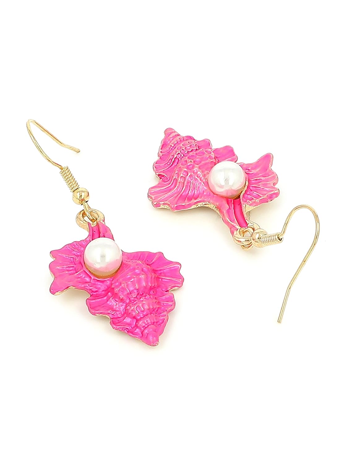 El Regalo 2 Pair Cute Enameled Dangle Studs Earrings Combo for Kids/Girls/Teens & Women- Bright Colors Shell-Flower- Heart-Pearls-Stars Charms Earrings (Option-2)