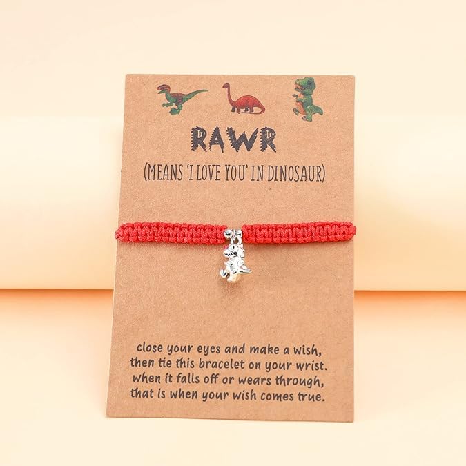 El Regalo Cute Rakhi for Brother- Fancy Tyrannosaurus Dinosaur Bracelet Rakhi for Bhai with Roli Chawal, Rakhi Message Card in Rakhi Gift Box (Red)