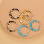 El Regalo 3 Pairs Acrylic Hoop Earrings for Women & Girls - Lightweight Colorful Resin Hoops Set - Boho Fashion Jewelry for Western & Casual Wear - Pack of 3 (Geometric C-Shape) (Option-1)
