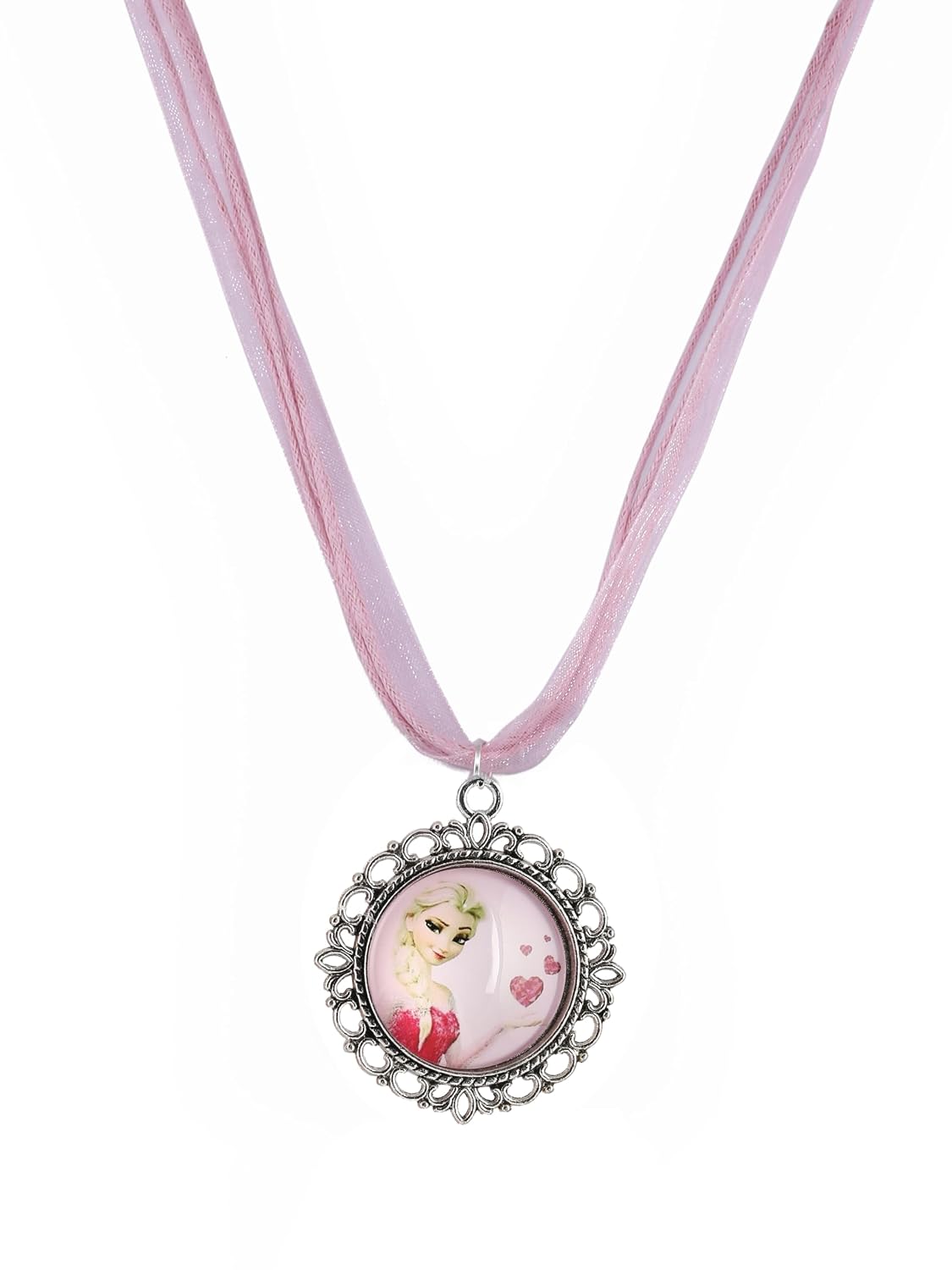 El Regalo 1PC Kids Girls Pink Elsa Princess Ribbon Necklace- Princess Girls Necklace for Kids