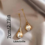 El Regalo Fancy Pearl Earrings- Pearl Zircon Inlaid Dangle Earrings for Girls & Women- Pearl Tassel Long Earrings (Long Tassel Pearl Studs)