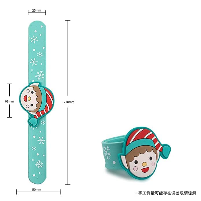 El Regalo 1 PC Slap Band for Kids: Christmas Santa, Elf, Unicorn, Butterfly, Dinosaur, Koala, angel Wing Heart- Gift for Kids on Christmas/Birthday/Return Gift Party Favor (Elf Slap Band)