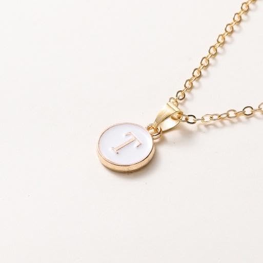 El Regalo Unisex Personalized Name Initial Letters Pendant Necklace-Enamelled Name Initials Pendant with Stainless Steel Chain (T)