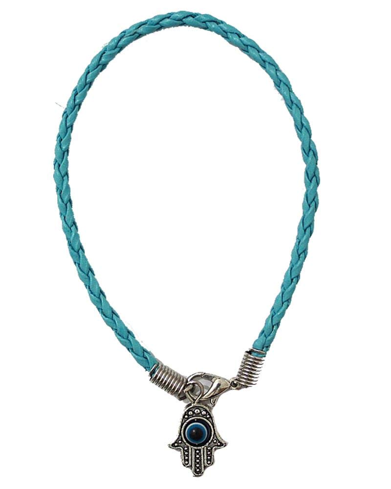 El Regalo 5PCs Evil Eye Hamsa Hand Rakhi Combo - Evil Eye Rakhi Set for Brother with Roli Chawal - 5 Lucky Kabbalah Blue Turkish Evil Eye Rakhi for Bhaiya/Bhai/Brother/Nephew (Light Blue)