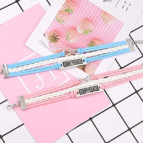 El Regalo Best Friend Infinity Pink & Blue Bracelets Set/BF Besties Unisex Bracelet Set for Friendship Day