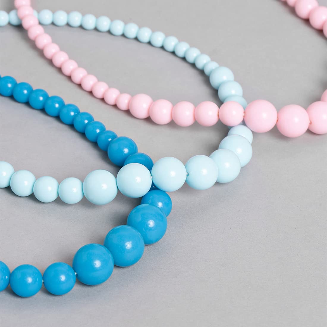 El Regalo 3 PCs Kids Girls Necklaces Jewelry Set- Girls Beaded Princess Necklaces- Pink, Blue, Sea Green