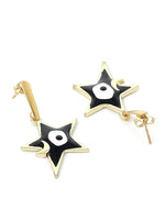 El Regalo 2 Pairs Evil Eye Hypoallergenic Dangle Heart, Star, Rainbow Studs/Hook Earrings - Handcrafted Golden Enamel Evil Eye Earrings for Girls & Women (Option- 8)