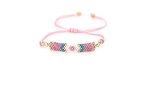 El Regalo Fashion Miyuki Evil Eye Bracelet | Japanese Miyuki Seed Beads Lucky Unisex Bracelets for All | Handmade 100% Authentic Japanese Miyuki Seed Beads Bracelets (Pink)