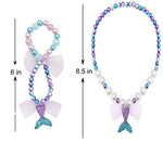 El Regalo Kids Girls Mermaid Princess Necklace & Bracelet Set (Ocean Blue)