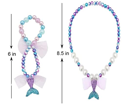 El Regalo Kids Girls Mermaid Princess Necklace & Bracelet Set (Ocean Blue)