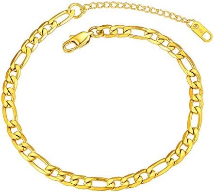 El Regalo Sleek Waterproof Chain Bracelet- Stainless Steel Figaro Cuban Chain for Girls & Women (3mm Width)