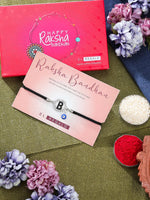 El Regalo Name Initials Evil Eye Bracelet Rakhi for Brother- Name Letter CZ Rakhi with Roli Chawal, Message Card in Rakshabandhan Box for Bhai (Black- B)