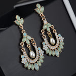 El Regalo Elegant Retro Indian Style Pista Green Stone Drops Pearl Wedding Earrings for Girls & Women