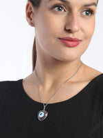 El Regalo Unisex Heart Evil Eye Pendant Necklace for Girls/Boys/Men & Women- Handmade Glass Lamp work Nazar Evil Eye Pendant Necklaces- Valentines Day Gift (Silver Tone Lavender Heart with Chain)