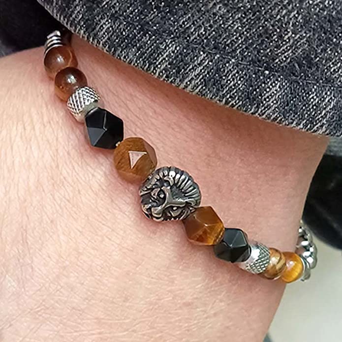 El Regalo Mens Rakhi for Bhai- Lion Stainless Steel Bracelet Rakhi with Faceted Semi Precious Stones - Natural Healing for Brother/Nephew/Bhatija (Option-2)