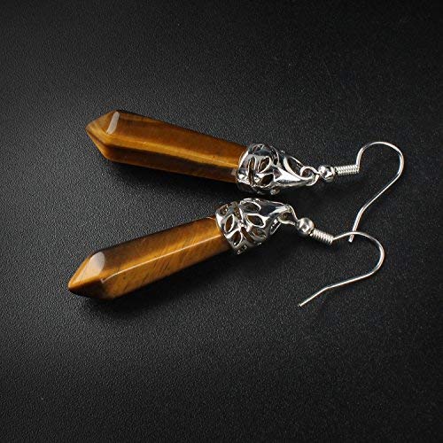 El Regalo Silver Plated with Multi Tiger Eye Dangling Earrings for Girls, Women