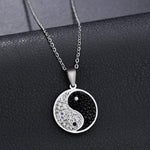 El Regalo CZ Yin Yang Unisex Pendant Necklace- Fancy, Surgical Stainless Steel, Waterproof Yin Yang Necklace