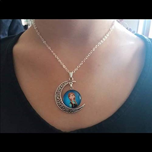 El Regalo Frozn Crescent Moon Ice Princess Ana El-sa Necklace for Kids/Girls (El-sa & Ana)