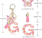 El Regalo Personalized Name Initials Butterfly Charm Keychain - Custom Letter Keyring with Pink Tassel & Butterfly Pendant, Purse, Bag, Backpack Accessory (G Letter)