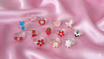 El Regalo 12 Pcs Cute Adjustable Rings Set for Kids/Girls/Women - Colorful Cartoon Enamel Finger Rings | Adjustable Cute Jewelry Gift Box - Butterfly, Flower, Bow, Heart, Cherry Designs (Style-4)