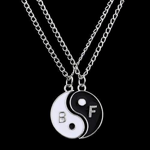 El Regalo 2 pack Yin Yang Couple Pendant Necklace Set with chain For Men and Women