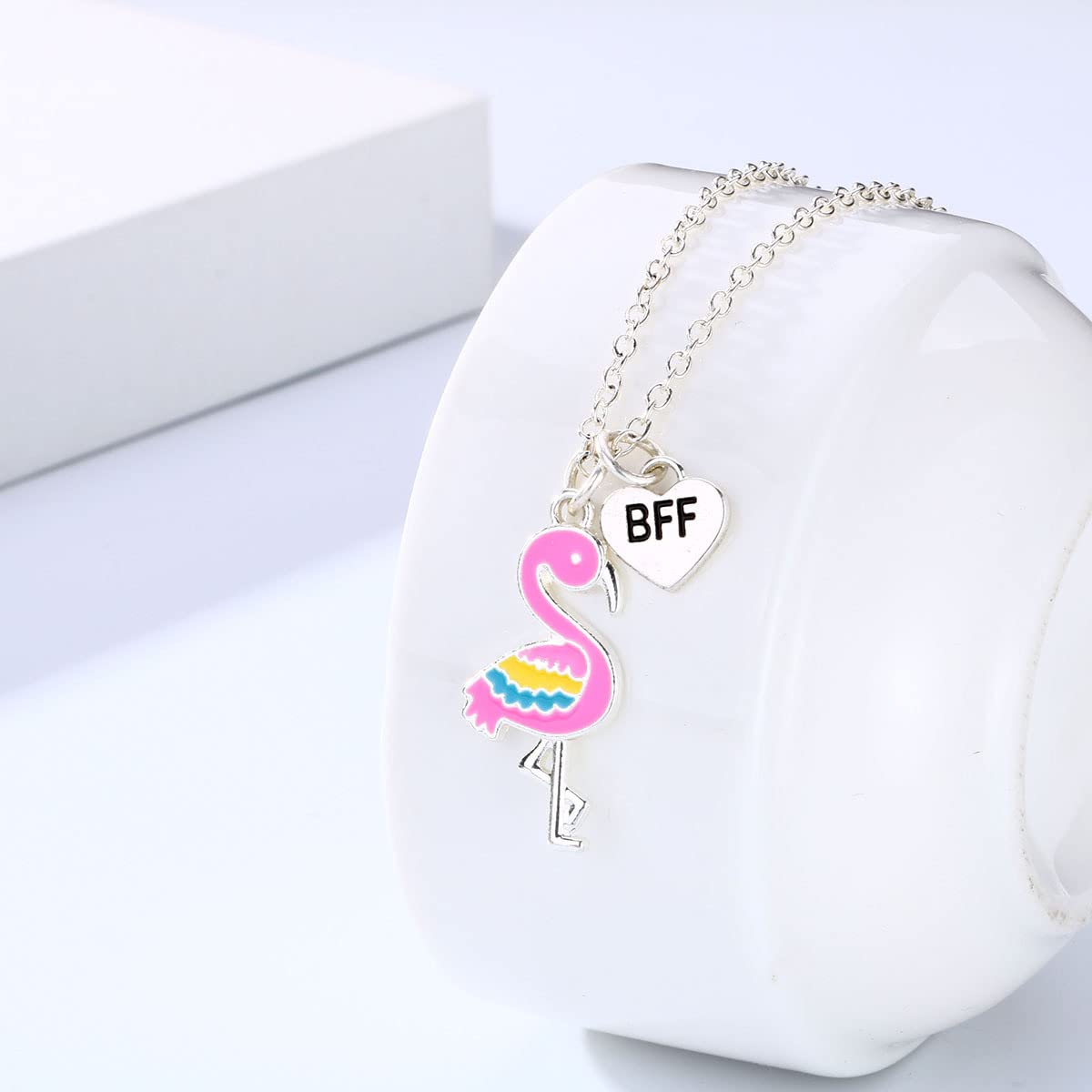 El Regalo 2 PCs BFF Best Friend Forever Split Magnetic Matching Pendant Necklaces Set- Heart, Flower, Swan etc Pendant Friendship Necklaces (BF Swan Pendants) For girls