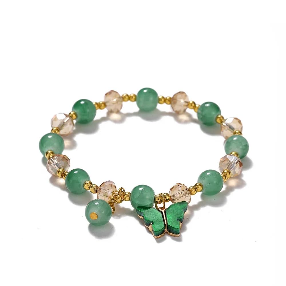 El Regalo 2 PCs Butterfly Crystal Beads Tassel Bracelet With Cute Enamel Butterfly Charms for Girls/Teens/Women (Color Option-2)