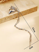 El Regalo Elegant Palace Style Elf Ear Cuff Clip-On Earrings - Non-Piercing Long Tile Tassel Chain Ear Cuff, Western Statement Ear Clips for Women & Teens (Silver)