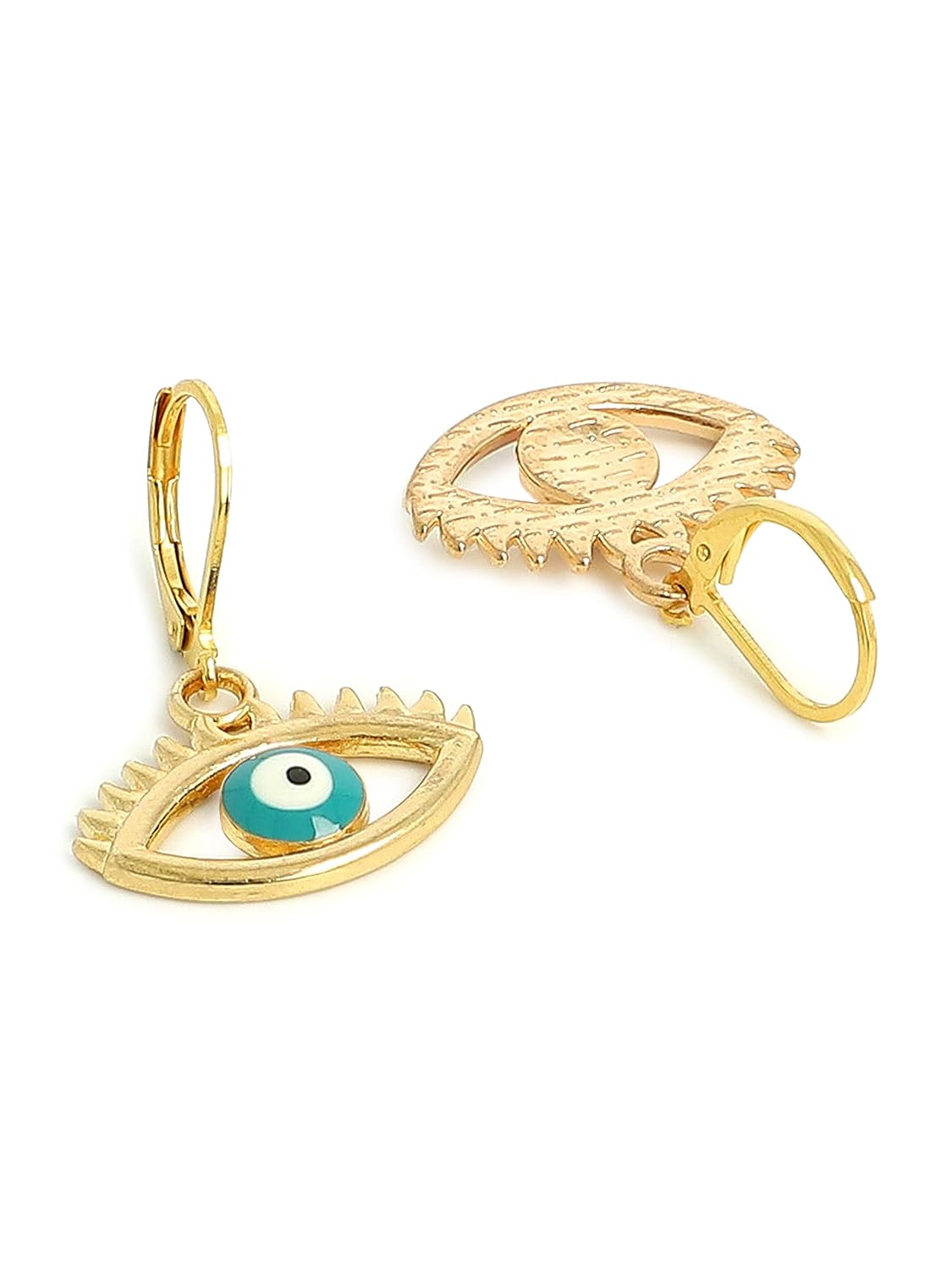 El Regalo 2 Pairs Fashion Evil Eye Enameled Golden Earrings for Girls & Women - Dainty Evil Eye Hypoallergenic Cute Earrings for Girls & Women (Option- 2)