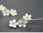 El Regalo Womens Cherry Blossom Cascade Silver Plated Jasmine Flowers Drop Hook Earrings - Elegant Triple Flower Long Drop Earrings with Gold-Plated Accents