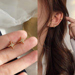 El Regalo 2PCs CZ Starburst Ear Cuffs for Non Pierced Ears- Cute & Trendy Non Pierced Cartilage Earrings Fake Earrings for Girls & Women