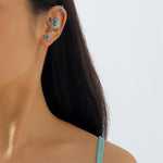 El Regalo 2PCs Turquoise Ear Wrap Crawler Hook Stud Earrings for Women Girls- Long Bar Piercing Ear Cuffs Boho/Bohemian Statement Earrings (Style-2)