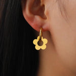 El Regalo Cute Stainless Steel Flower Huggie Hoop Earrings for Girls & Women- Anti-Tarnish, Waterproof Daisy Floral Hoops