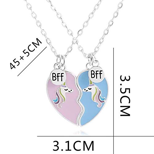 El Regalo Best Friend Heart Necklace | BFF Unicorn Jewelry Girls Necklace Friendship Birthday Friends Sisters Gifts