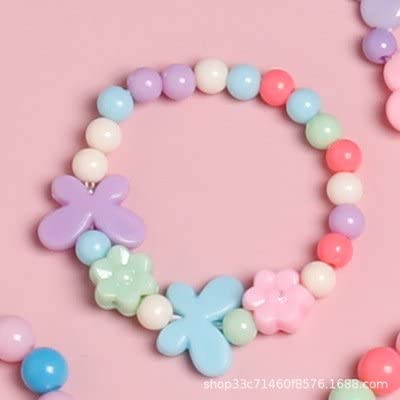 El Regalo 2 PCs Kids Girls Colorful Jewelry Sets - Kids Candy Color Beads Necklace & Bracelets Jewelry Sets for Girls & Toddlers (Colorful Butterfly Set)