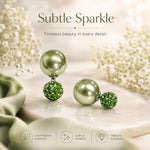 El Regalo's Double Sided 2 Ways Disco Ball Pearl Stud Earrings for Women | Reversible Front Back Ball Earrings | Crystal Rhinestone Back | Fashion Jewelry for Girls (Lime Green Pearl)