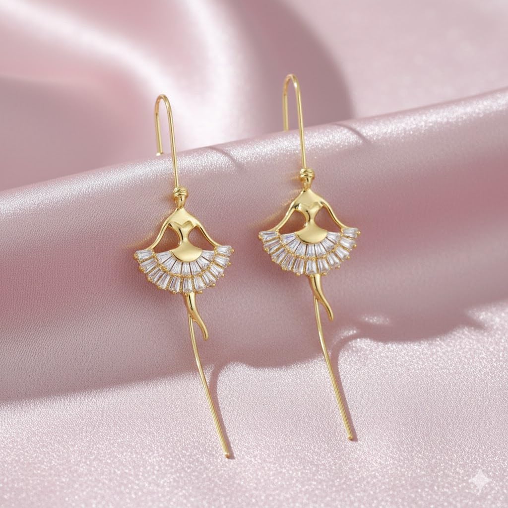 El Regalo 1 Pair Fancy Western Ear Wrap Needle Ear Crawler Earrings - Inlaid Zircon, Elegant Ear Cuff Climber Hook Earrings for Women Girls (Stylish CZ Ear Crawlers)
