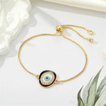 El Regalo 1PC Evil Eye Adjustable Bracelet for Girls & Women- Zircon Evil Eye Chain Bracelet- Valentines Day Gift for Her (Black Evil Eye)