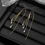 El Regalo Modern Threader Earrings for Women | Long Chain Dangler Earrings with Crystal & Stone Drops | Western Tassel Earrings for Girls | Party Sui Dhaga Thread Earrings (White Threader)