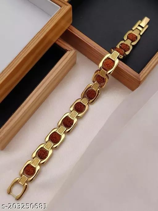 El Regalo Designer Om Rudraksha Bracelet Rakhi For Brother - Shiva Rudraksha Chain With Roli Chawal, greeting Message Card In elegant Box For Mens (Multi Rudraksha Rakhi)